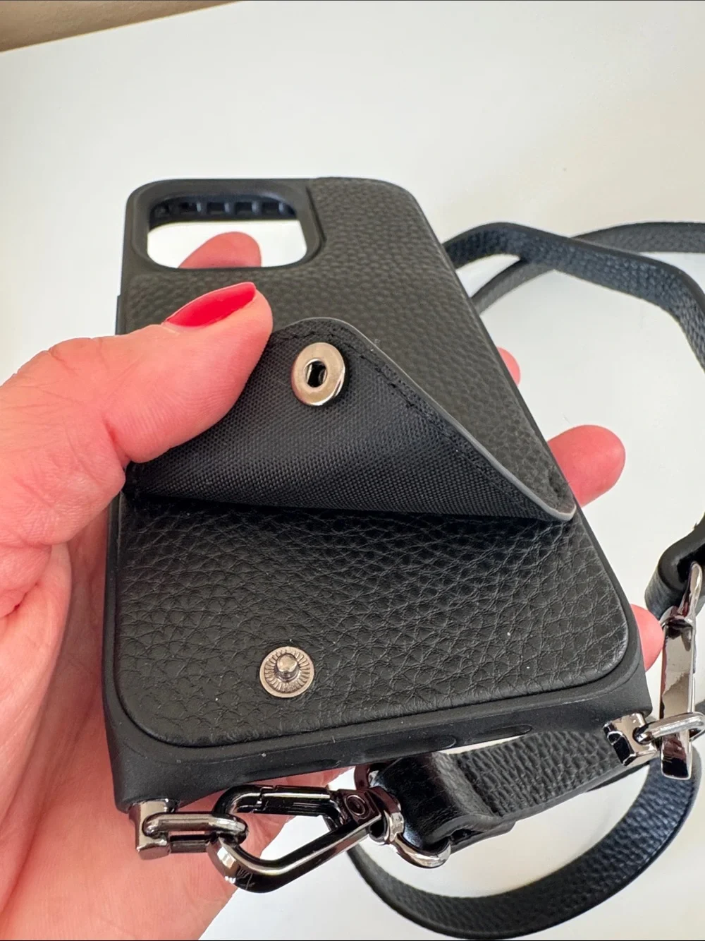 Noemi’s Black Napa Leather Crossbody & Wallet Phone Case with Strap 13 Pro